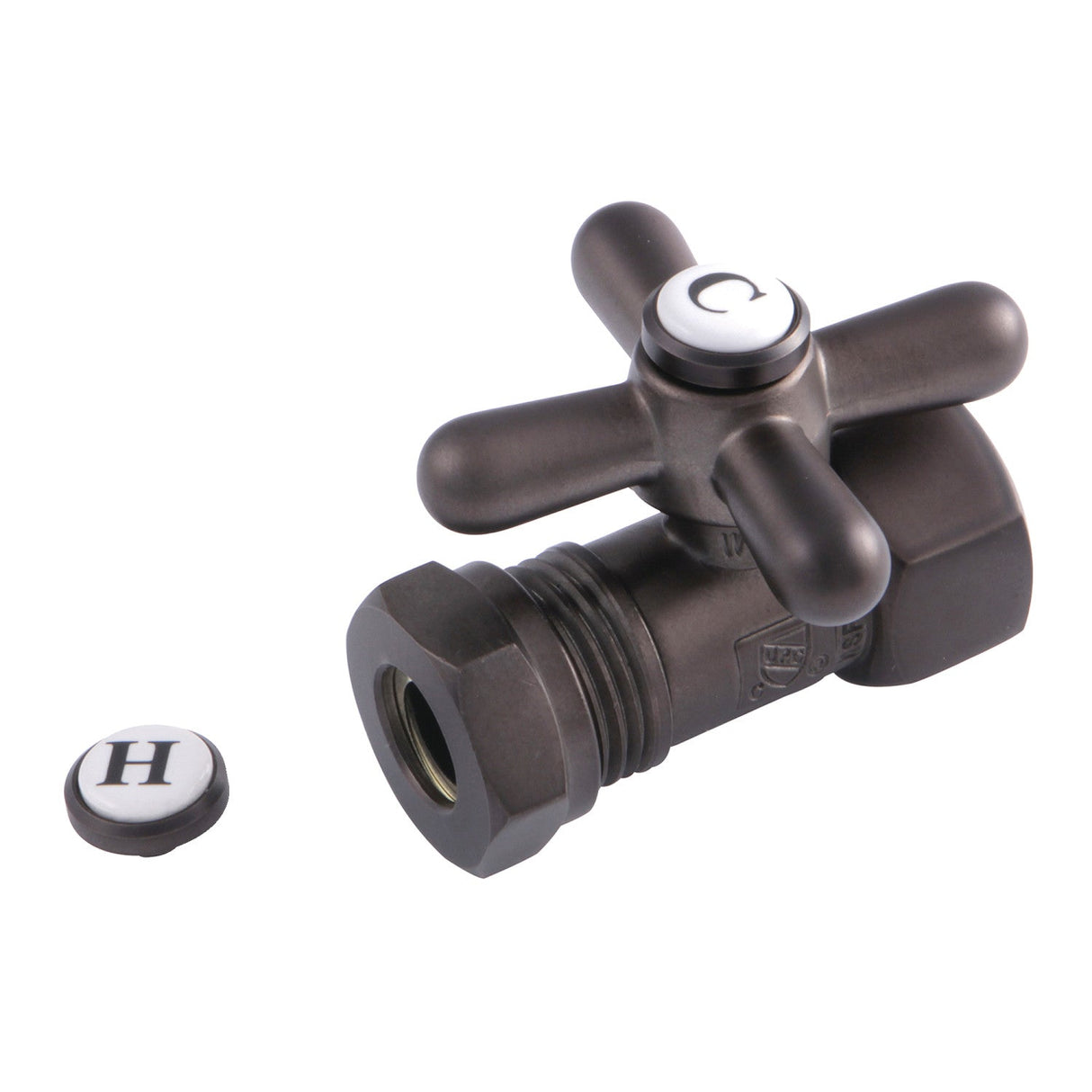 Vintage CC44155X 1/2-Inch FIP x 1/2 or 7/16-Inch Slip Joint Quarter-Turn Straight Stop Valve, Oil Rubbed Bronze