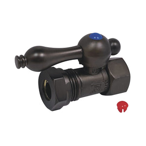 Vintage CC44155 1/2-Inch FIP x 1/2 or 7/16-Inch Slip Joint Quarter-Turn Straight Stop Valve, Oil Rubbed Bronze