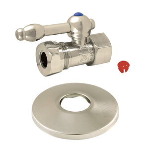 CC44158KLK 1/2-Inch FIP x 1/2 or 7/16-Inch Slip Joint Quarter-Turn Straight Stop Valve with Flange, Brushed Nickel