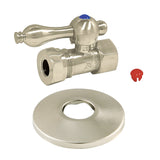 Vintage CC44158K 1/2-Inch FIP x 1/2 or 7/16-Inch Slip Joint Quarter-Turn Straight Stop Valve with Flange, Brushed Nickel