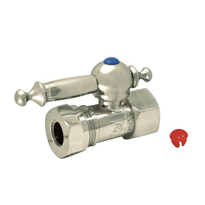 Vintage CC44158TL 1/2-Inch FIP x 1/2 or 7/16-Inch Slip Joint Quarter-Turn Straight Stop Valve, Brushed Nickel