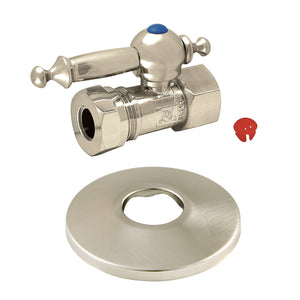 CC44158TLK 1/2-Inch FIP x 1/2 or 7/16-Inch Slip Joint Quarter-Turn Straight Stop Valve with Flange, Brushed Nickel