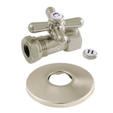 Vintage CC44158XK 1/2-Inch FIP x 1/2 or 7/16-Inch Slip Joint Quarter-Turn Straight Stop Valve with Flange, Brushed Nickel