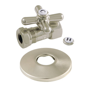 Vintage CC44158XK 1/2-Inch FIP x 1/2 or 7/16-Inch Slip Joint Quarter-Turn Straight Stop Valve with Flange, Brushed Nickel