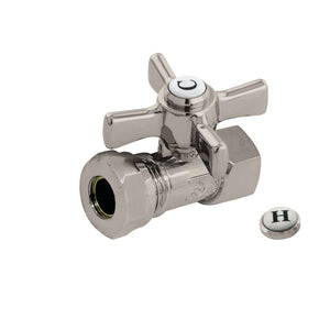 Millennium CC44158ZX 1/2-Inch FIP x 1/2 or 7/16-Inch Slip Joint Quarter-Turn Straight Stop Valve, Brushed Nickel