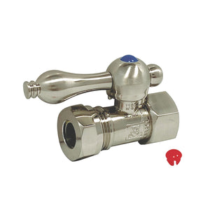 Vintage CC44158 1/2-Inch FIP x 1/2 or 7/16-Inch Slip Joint Quarter-Turn Straight Stop Valve, Brushed Nickel