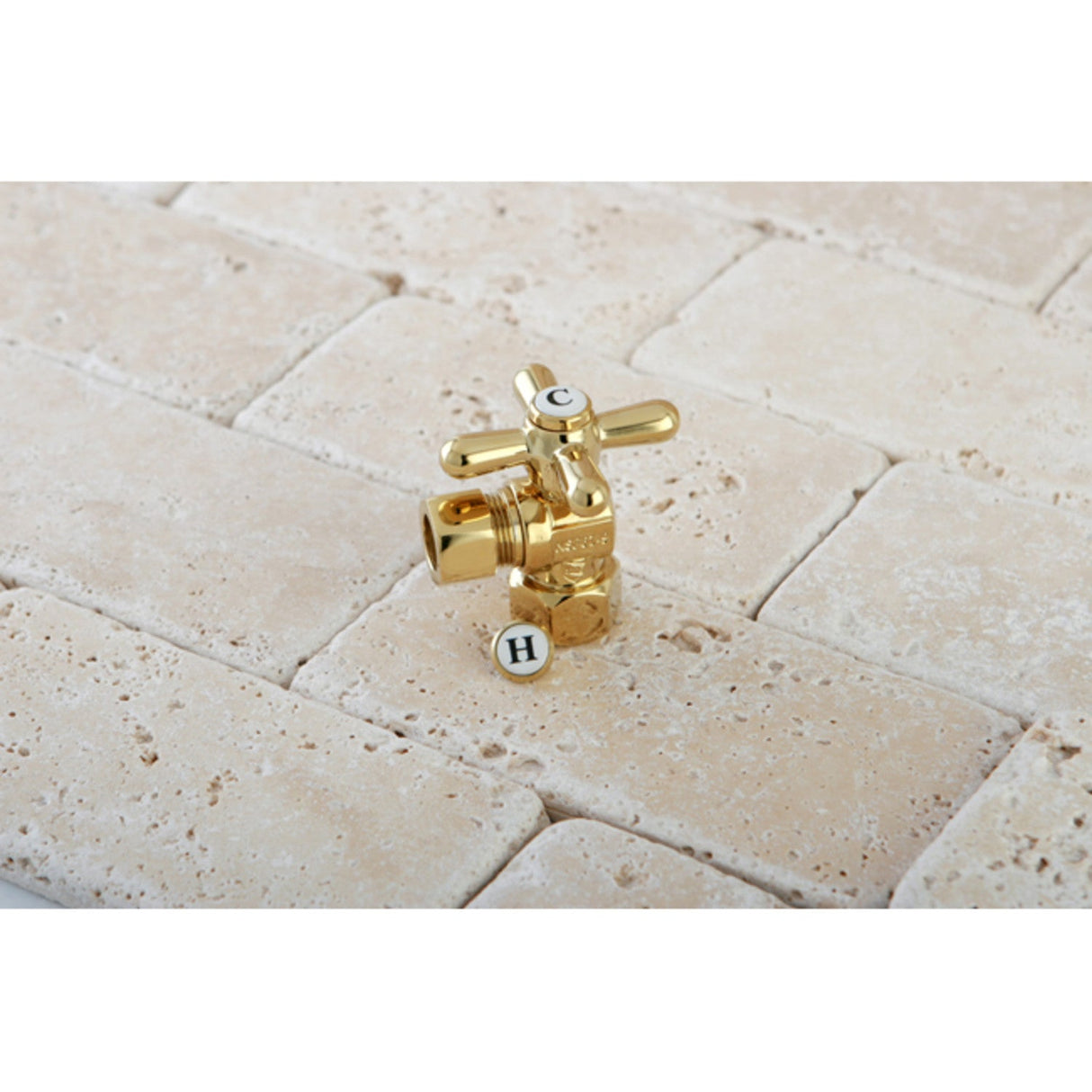 Vintage CC44402X 1/2-Inch FIP x 1/2-Inch OD Comp Quarter-Turn Angle Stop Valve, Polished Brass