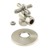 CC44408XK 1/2-Inch FIP x 1/2-Inch OD Comp Quarter-Turn Angle Stop Valve with Flange, Brushed Nickel