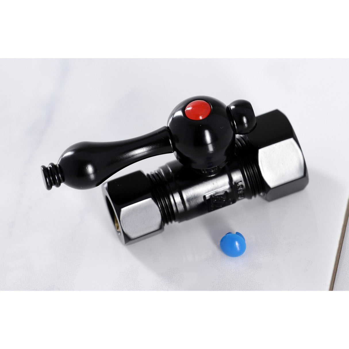 Vintage CC44450 5/8-Inch OD Comp x 1/2-Inch OD Comp Quarter-Turn Straight Stop Valve, Matte Black