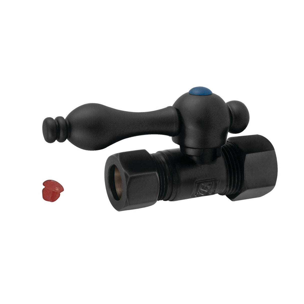 Vintage CC44450 5/8-Inch OD Comp x 1/2-Inch OD Comp Quarter-Turn Straight Stop Valve, Matte Black