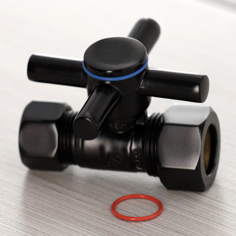 Concord CC44450DX 5/8-Inch OD Comp x 1/2-Inch OD Comp Quarter-Turn Straight Stop Valve, Matte Black