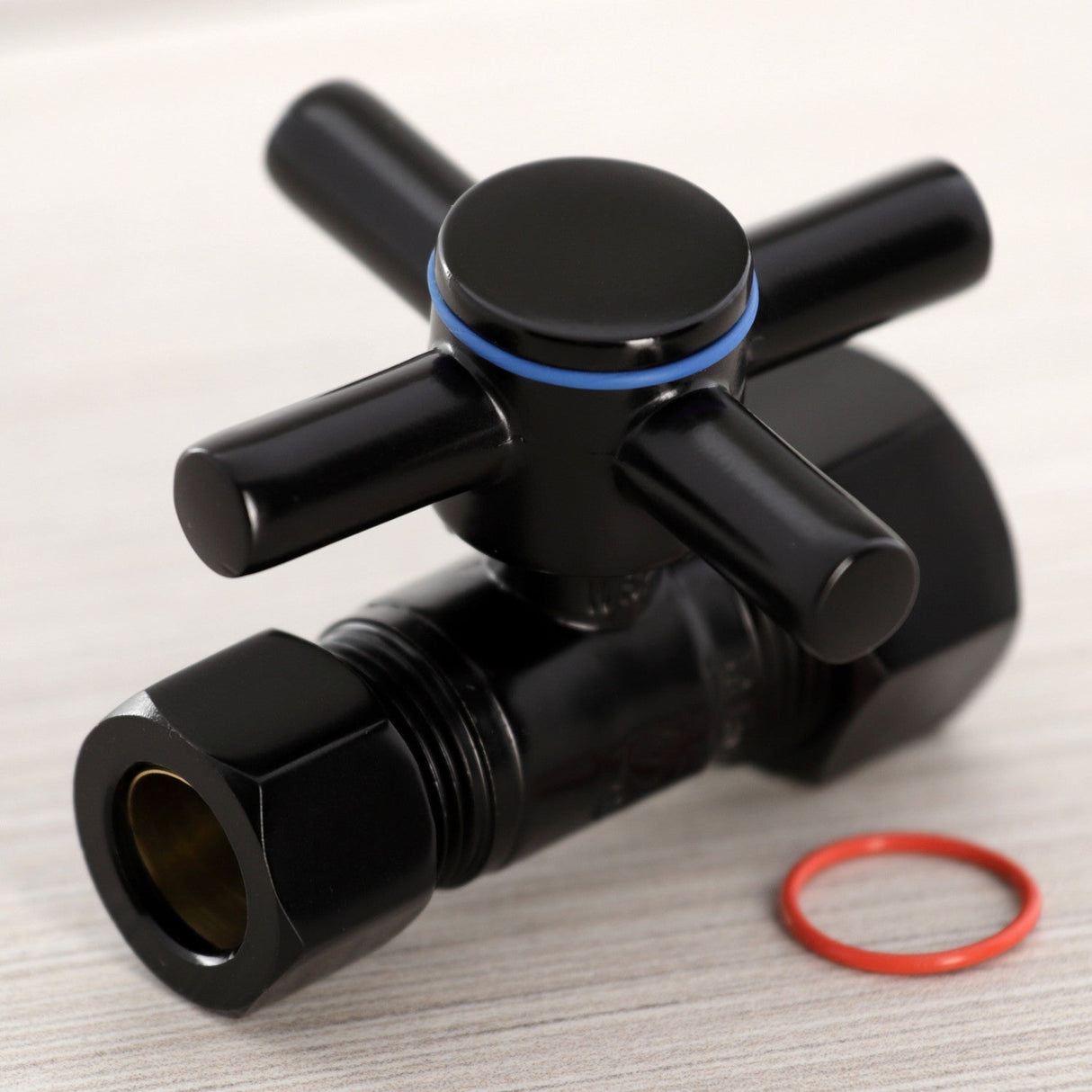 Concord CC44450DX 5/8-Inch OD Comp x 1/2-Inch OD Comp Quarter-Turn Straight Stop Valve, Matte Black