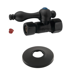 CC44450K 5/8-Inch OD Comp x 1/2-Inch OD Comp Quarter-Turn Straight Stop Valve with Flange, Matte Black