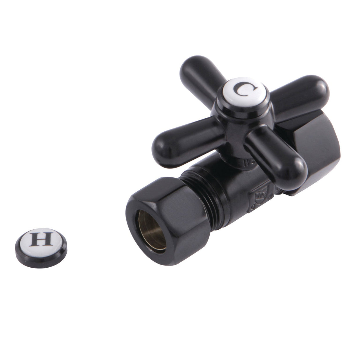 Vintage CC44450X 5/8-Inch OD Comp x 1/2-Inch OD Comp Quarter-Turn Straight Stop Valve, Matte Black