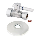CC44451DLK 5/8-Inch OD Comp x 1/2-Inch OD Comp Quarter-Turn Straight Stop Valve with Flange, Polished Chrome