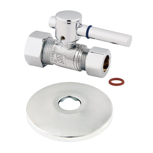 CC44451DLK 5/8-Inch OD Comp x 1/2-Inch OD Comp Quarter-Turn Straight Stop Valve with Flange, Polished Chrome