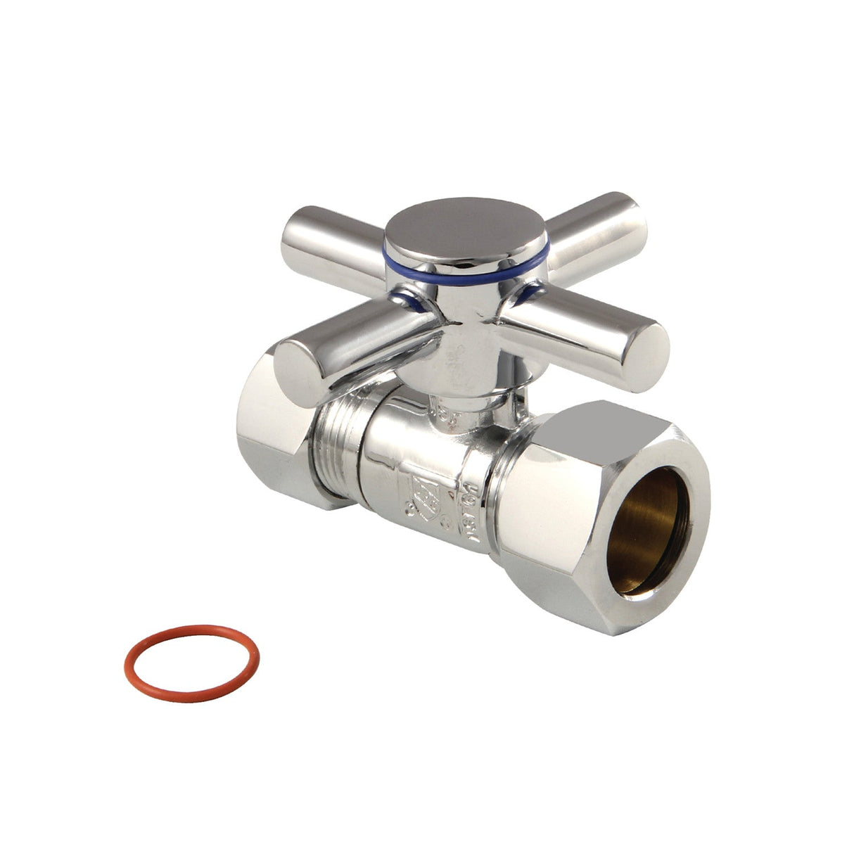 Concord CC44451DX 5/8-Inch OD Comp x 1/2-Inch OD Comp Quarter-Turn Straight Stop Valve, Polished Chrome