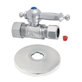 CC44451TLK 5/8-Inch OD Comp x 1/2-Inch OD Comp Quarter-Turn Straight Stop Valve with Flange, Polished Chrome
