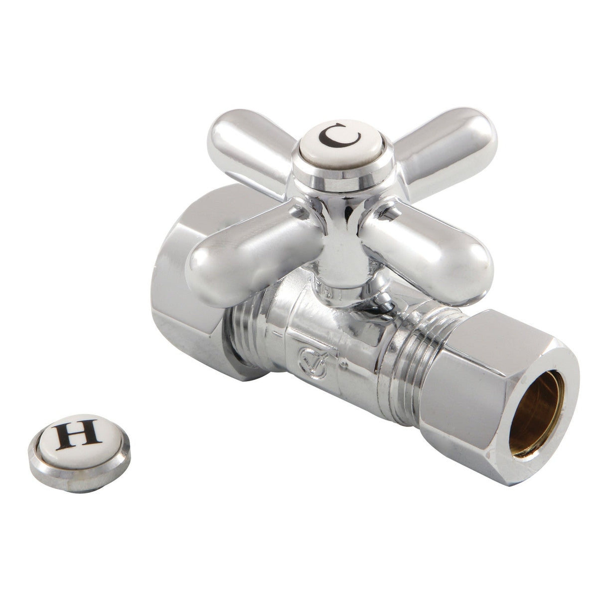 Vintage CC44451X 5/8-Inch OD Comp x 1/2-Inch OD Comp Quarter-Turn Straight Stop Valve, Polished Chrome