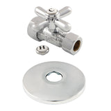 CC44451XK 5/8-Inch OD Comp x 1/2-Inch OD Comp Quarter-Turn Straight Stop Valve with Flange, Polished Chrome