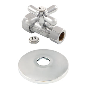 CC44451XK 5/8-Inch OD Comp x 1/2-Inch OD Comp Quarter-Turn Straight Stop Valve with Flange, Polished Chrome