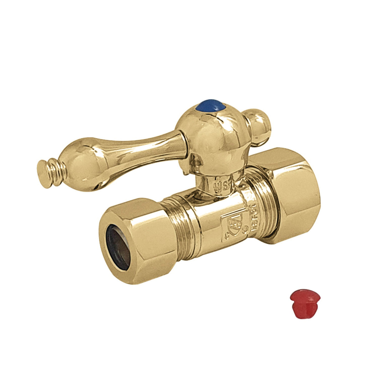 Vintage CC44452 5/8-Inch OD Comp x 1/2-Inch OD Comp Quarter-Turn Straight Stop Valve, Polished Brass