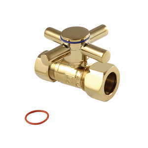 Concord CC44452DX 5/8-Inch OD Comp x 1/2-Inch OD Comp Quarter-Turn Straight Stop Valve, Polished Brass