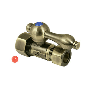 Vintage CC44453 5/8-Inch OD Comp x 1/2-Inch OD Comp Quarter-Turn Straight Stop Valve, Antique Brass