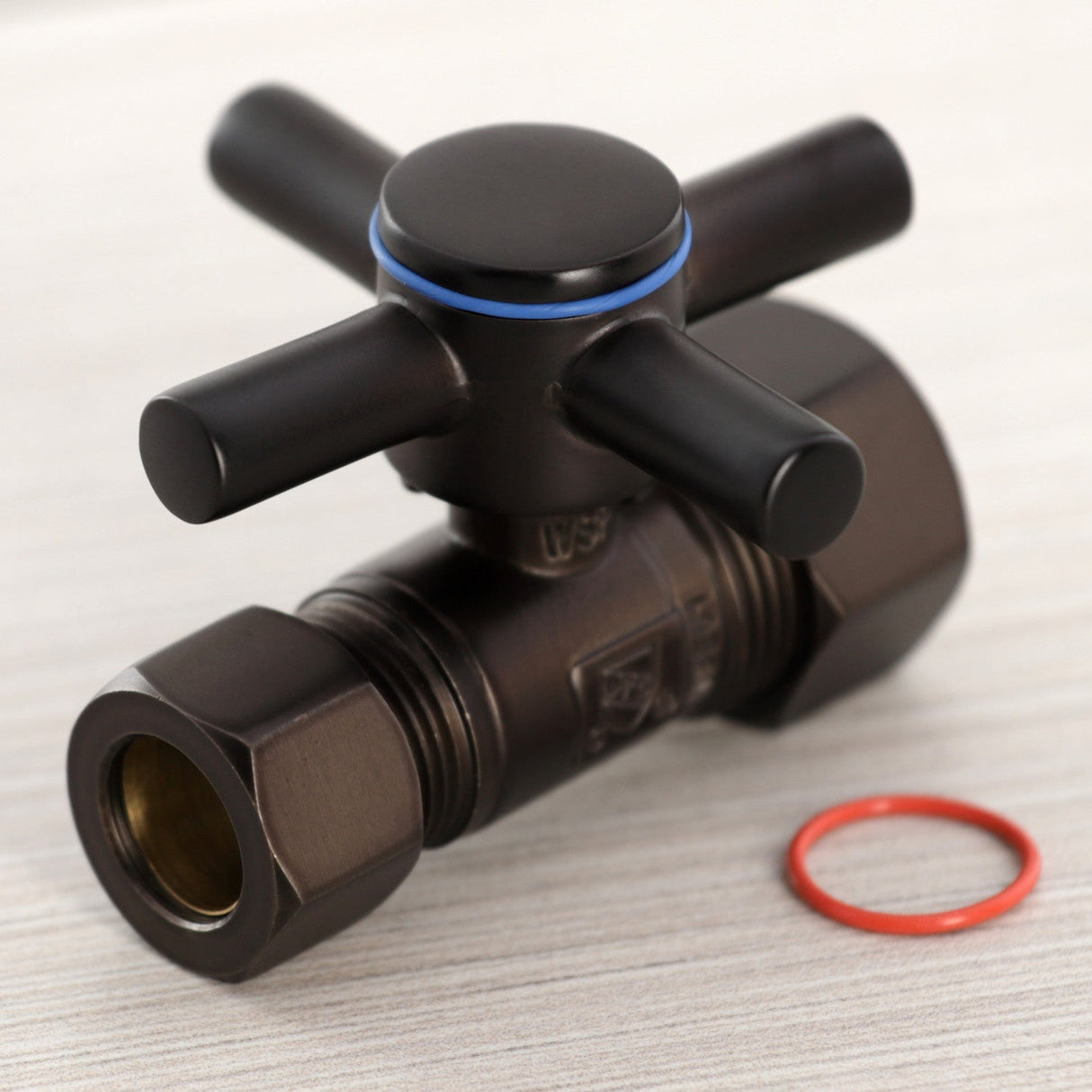 Concord CC44455DX 5/8-Inch OD Comp x 1/2-Inch OD Comp Quarter-Turn Straight Stop Valve, Oil Rubbed Bronze