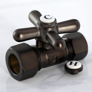 Vintage CC44455X 5/8-Inch OD Comp x 1/2-Inch OD Comp Quarter-Turn Straight Stop Valve, Oil Rubbed Bronze
