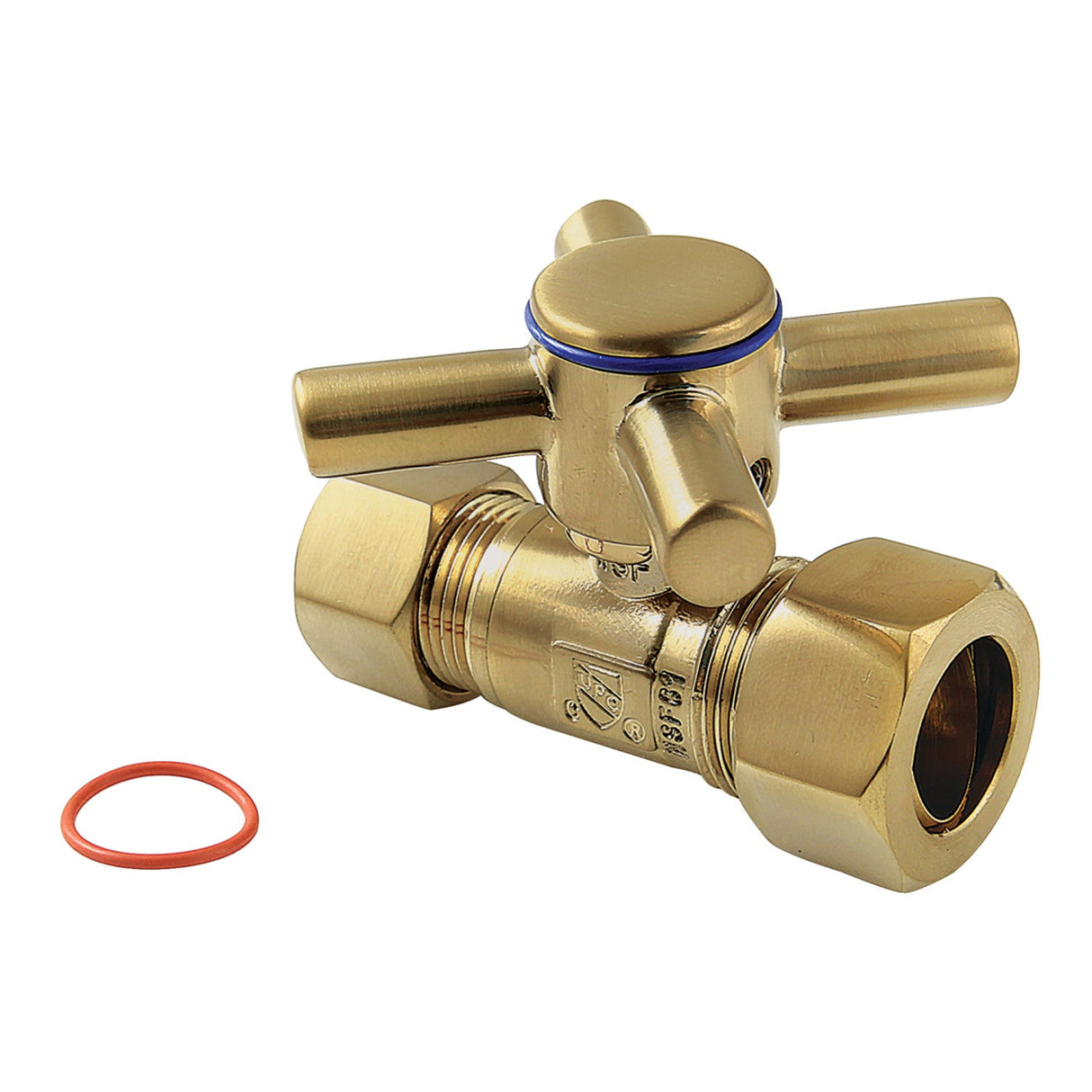 Concord CC44457DX 5/8-Inch OD Comp x 1/2-Inch OD Comp Quarter-Turn Straight Stop Valve, Brushed Brass
