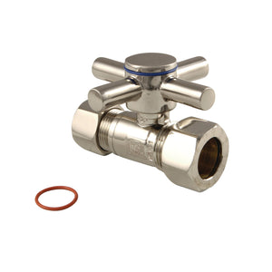 Concord CC44458DX 5/8-Inch OD Comp x 1/2-Inch OD Comp Quarter-Turn Straight Stop Valve, Brushed Nickel
