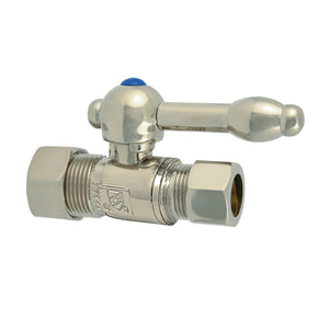 Vintage CC44458KL 5/8-Inch OD Comp x 1/2-Inch OD Comp Quarter-Turn Straight Stop Valve, Brushed Nickel