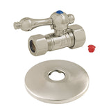 CC44458K 5/8-Inch OD Comp x 1/2-Inch OD Comp Quarter-Turn Straight Stop Valve with Flange, Brushed Nickel