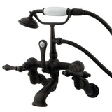 Vintage CC457T5 Three-Handle 2-Hole Tub Wall Mount Clawfoot Tub Faucet with Hand Shower, Oil Rubbed Bronze