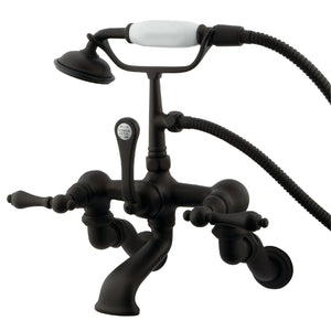 Vintage CC457T5 Three-Handle 2-Hole Tub Wall Mount Clawfoot Tub Faucet with Hand Shower, Oil Rubbed Bronze
