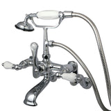 Vintage CC460T1 Three-Handle 2-Hole Tub Wall Mount Clawfoot Tub Faucet with Hand Shower, Polished Chrome