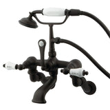Vintage CC461T5 Three-Handle 2-Hole Tub Wall Mount Clawfoot Tub Faucet with Hand Shower, Oil Rubbed Bronze