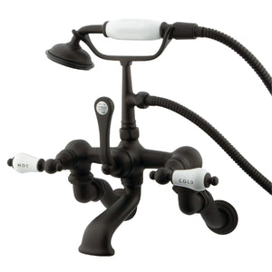 Vintage CC461T5 Three-Handle 2-Hole Tub Wall Mount Clawfoot Tub Faucet with Hand Shower, Oil Rubbed Bronze