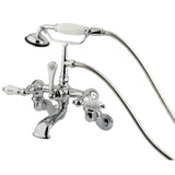 Vintage CC462T1 Three-Handle 2-Hole Tub Wall Mount Clawfoot Tub Faucet with Hand Shower, Polished Chrome