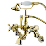 Vintage CC463T2 Three-Handle 2-Hole Tub Wall Mount Clawfoot Tub Faucet with Hand Shower, Polished Brass