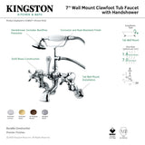 Vintage CC464T1 Three-Handle 2-Hole Tub Wall Mount Clawfoot Tub Faucet with Hand Shower, Polished Chrome