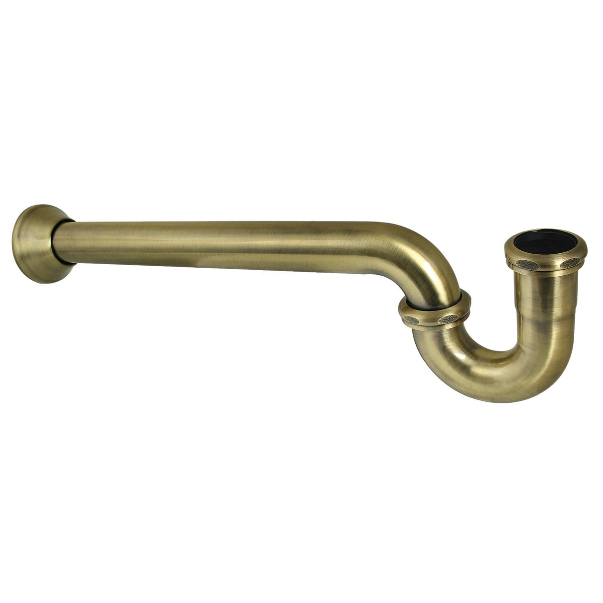 Vintage CC5123 1-1/2 Inch Decor P-Trap with Bell Flange, 19 Inch Length, 18 Gauge, Antique Brass