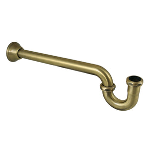 Vintage CC5183 1-1/4 Inch Decor P-Trap with Bell Flange, 18 Inch Length, 18 Gauge, Antique Brass