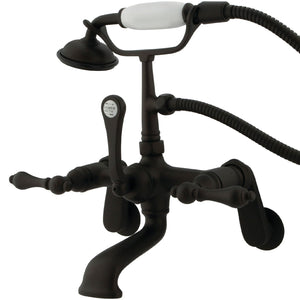 Vintage CC51T5 Three-Handle 2-Hole Tub Wall Mount Clawfoot Tub Faucet with Hand Shower, Oil Rubbed Bronze