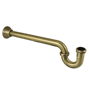 Vintage CC5243 1-1/4 (or 1-1/2) x 1-1/2 Inch Decor P-Trap with Bell Flange, 19 Inch Length, 18 Gauge, Antique Brass