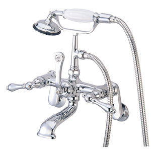 Vintage CC52T1 Three-Handle 2-Hole Tub Wall Mount Clawfoot Tub Faucet with Hand Shower, Polished Chrome