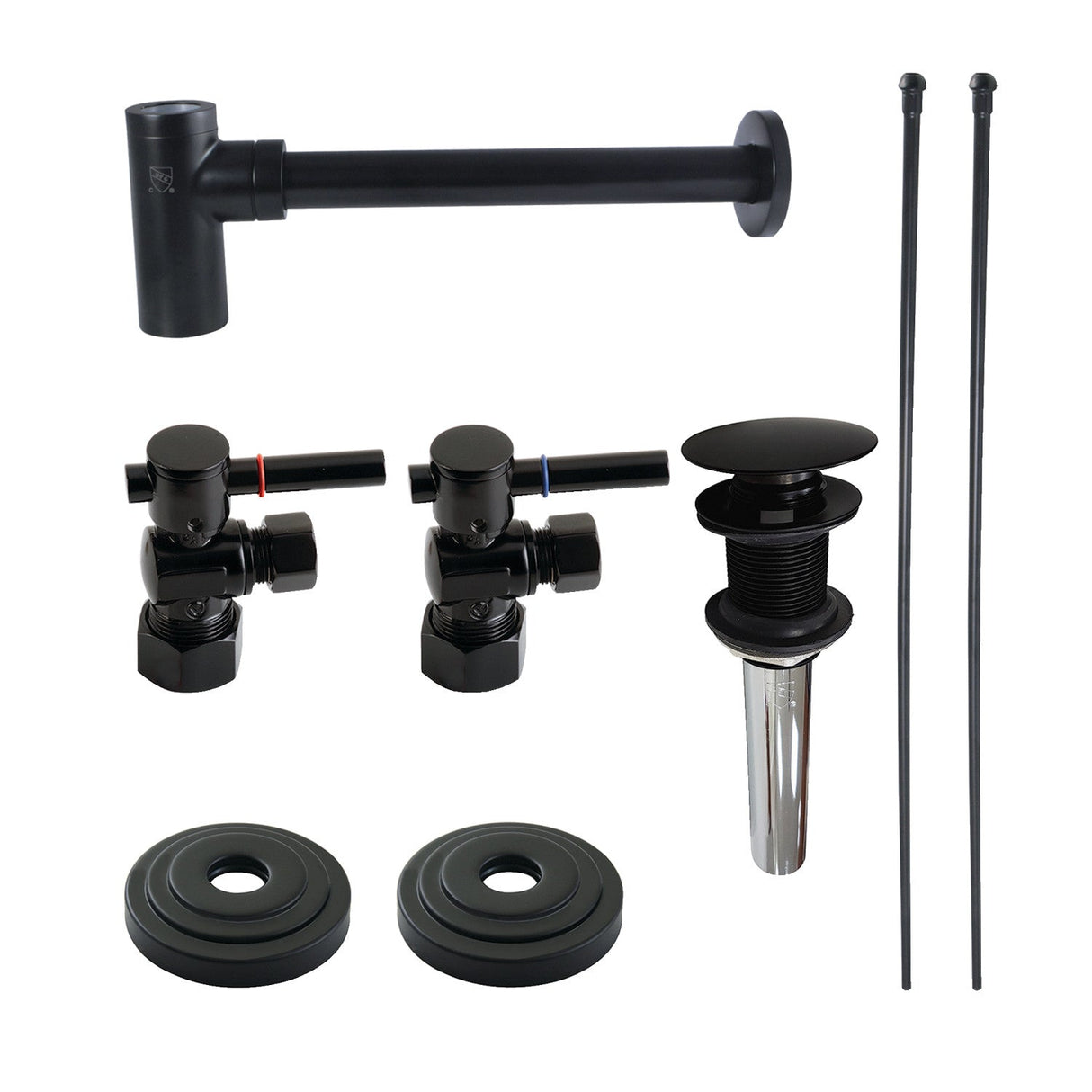 Trimscape CC53300DLTRMK1 Traditional Plumbing Sink Trim Kit with P-Trap and Drain (No Overflow), Matte Black