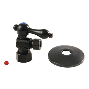 Vintage CC53300K 5/8-Inch OD Comp x 3/8-Inch OD Comp Quarter-Turn Angle Stop Valve with Flange, Matte Black