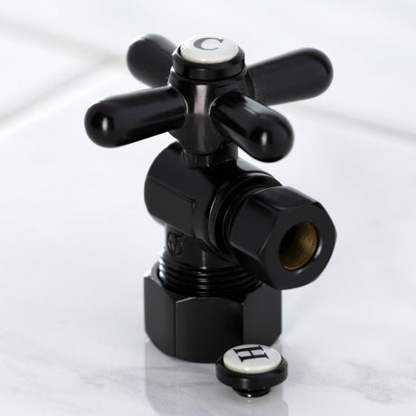 Vintage CC53300X 5/8-Inch OD Comp x 3/8-Inch OD Comp Quarter-Turn Angle Stop Valve, Matte Black